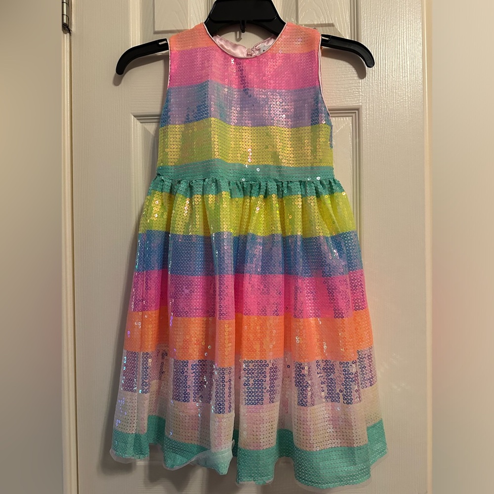 Lola and the Boys Sherbet Striped Sequin Party Dress - SZ 8 - NWT